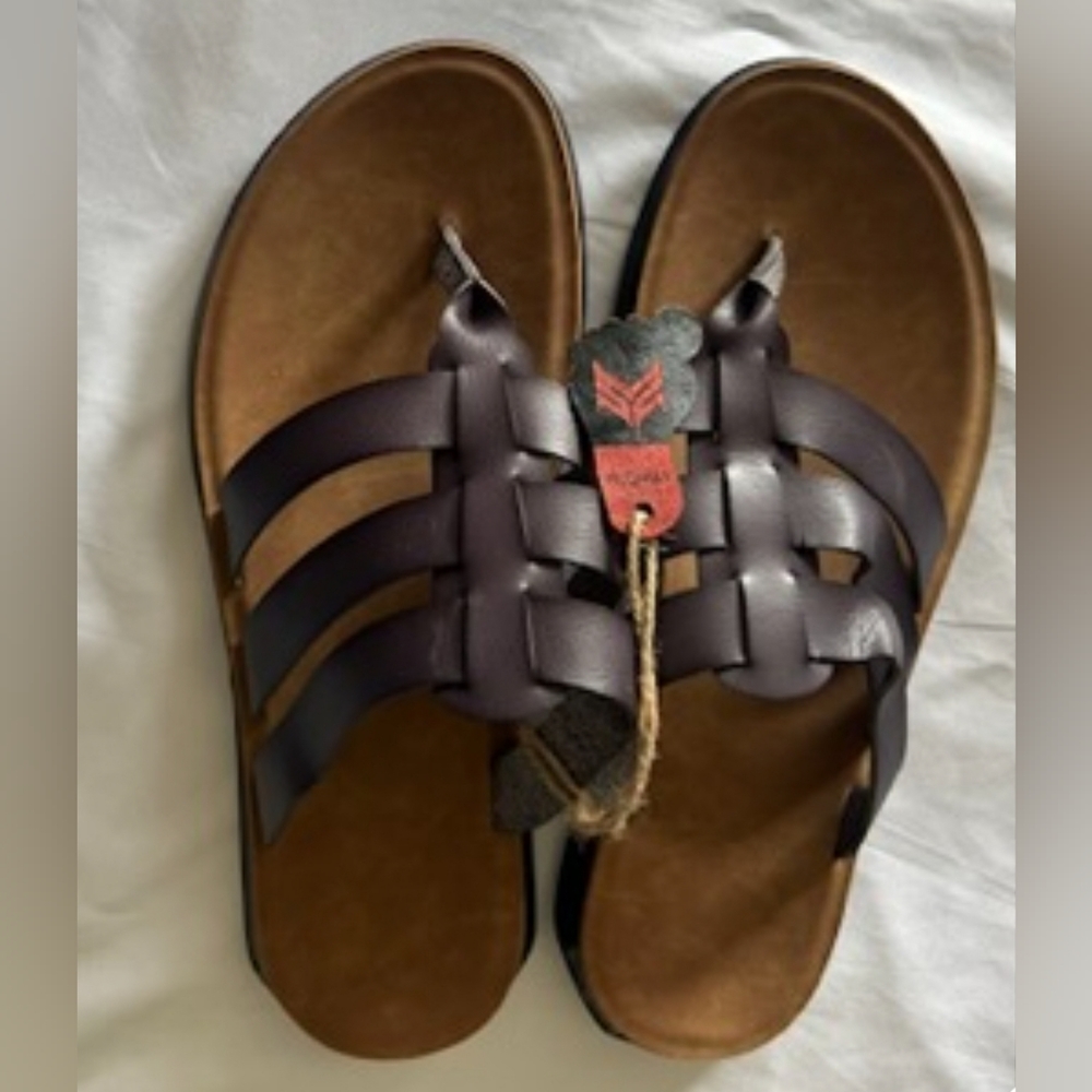 HUOHULI Mens Sandals Leather Comfort Outdoor Slide Sandals
